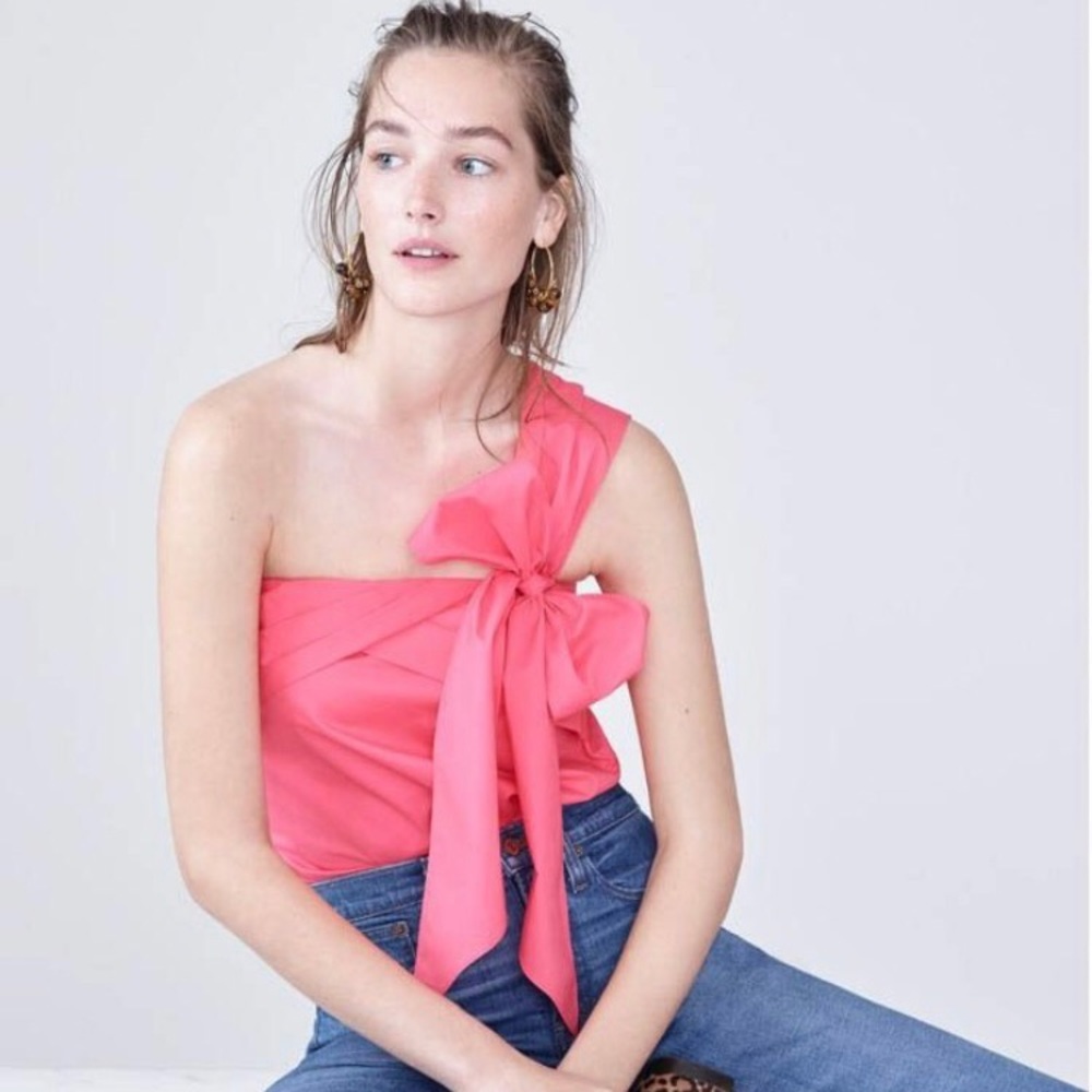 J. Crew One Shoulder Bow Top Size 8